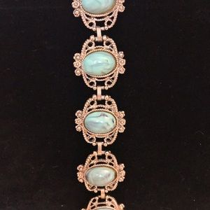 Faux turquoise gems heavy metal bracelet
